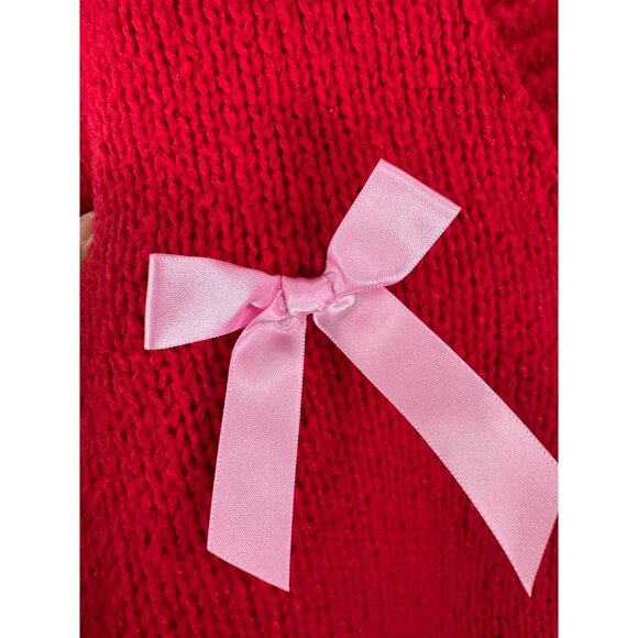 Luna Ivy 3D ribbon chunky knit cardigan red cottage core sz M - Picture 6 of 7